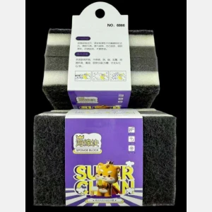 Black And White Three-layer Cleaning Sponge 2-piece set #6866